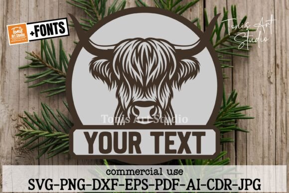 Download Highland Cow Name Sign SVG Laser Cut - Highland cow name sign Collection