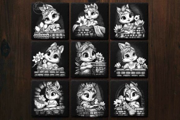 Download Cute Spring Easter Bunny Slate Coasters - Premium Bundle